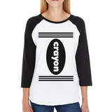 Crayon Womens Black And White BaseBall Shirt