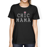 Chic Mama Womens Black Short Sleeve Top Unique Design Gift For Her