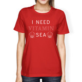 I Need Vitamin Sea Cute Seashell Womens Red Shor Sleeve T-Shirt