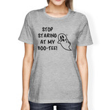 Stop Staring At My Boo-Tee Ghost Womens Grey Shirt