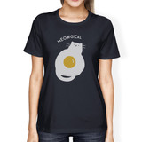 Meowgical Cat And Fried Egg Womens Navy Shirt