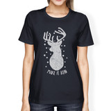 Make It Rein Vintage Reindeer Womens Navy Shirt