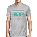 Surf Waves Mens Grey Funny Graphic T-Shirt Lightweight Summer Top