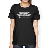 Islander Paddle Board Design Womens Black Tee Crew Neck Summer Tee