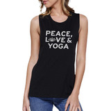 Peace Love Yoga Muscle Tee Yoga Work Out Tank Top Cute Yoga T-shirt