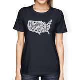 I Love USA Map Cute 4th Of July Decorative Tee For Women Cotton