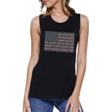 50 States Us Flag Womens Black Muscle Top Cap Sleeve For 4 Of July