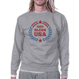 God Bless USA Unisex Graphic Sweatshirt Grey Round Neck Pullover