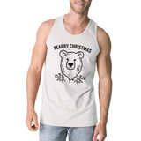 Bearry Christmas Bear Mens White Tank Top