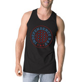 Independence Day Mens Black Crewneck Cotton Graphic Tanks For Him