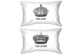 King and Queen Crown Pillow Covers Standard Size 21 x 30 Couple Pillowcases