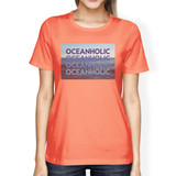 Oceanholic Womens Peach Graphic Lightweight Tropical Design Tshirt