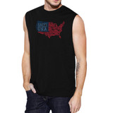 Happy Birthday USA Mens Black Cap Sleeve Tshirt Funny 4 Of July Tee