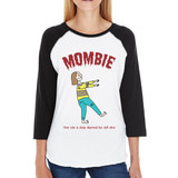Mombie Sleep Deprived Still Alive Womens Black And White BaseBall Shirt