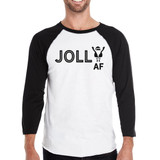 Jolly Af Mens Black And White Baseball Shirt