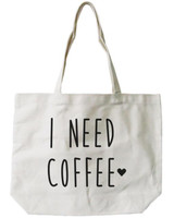 Women's Reusable Canvas Bag- I Need Coffee Natural Canvas Tote Bag