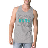 Surf Waves Mens Grey Graphic Tank Top Funny Gifts For Surf Lovers