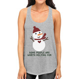 Some People Are Worth Melting For Snowman Womens Grey Tank Top