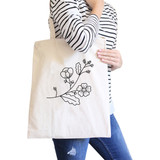 Flower Natural Canvas Tote Bag Lovely Design Gift Ideas For Friends