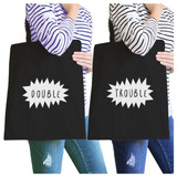Double Trouble BFF Matching Black Canvas Bags