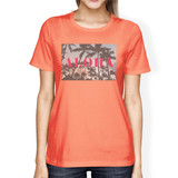 Aloha Palm Tree Photography Womens Peach Summer Graphic T-Shirt