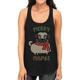 Merry Pugmas Pug Womens Black Tank Top