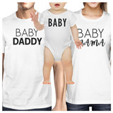 Baby Daddy Mens White Graphic T-Shirt Matching Outfits For Family