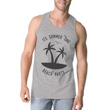 It's Summer Time Beach Party Mens Grey Tank Top