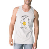 Meowgical Cat And Fried Egg Mens White Tank Top
