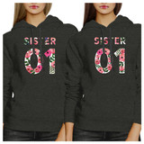 Sister 01 BFF Matching Dark Grey Hoodies