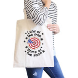 Land of The Free Home Funny Design Canvas Bag Pizza Lover Tote Bag
