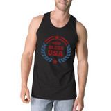 God Bless USA Mens Black Cotton Tank Top Independence Day Gift Idea