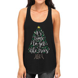 It's Time To Get The Trees Lit Womens Black Tank Top