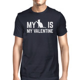 My Cat My Valentine Men's Navy T-shirt Unique Design For Cat Lovers