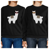 Llamas With Sunglasses BFF Matching Black Sweatshirts