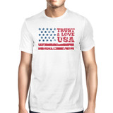 Trust & Love USA American Flag Shirt Mens White Round Neck Tshirt