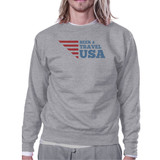 Seek & Travel USA Unisex Graphic Sweatshirt Gray Round Neck Fleece
