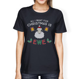 All I Want For Christmas Is Ewe Womens Navy Shirt