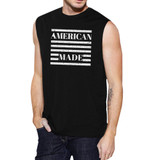 American Made Funny Mens Black Muscle Top For Independence Day