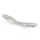 14k White Gold Curved Pave Diamond Wedding Ring (1/4 cttw)