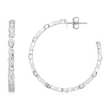 Sterling Silver Hoop Earrings with Round and Marquise Cubic Zirconias - RJ66070
