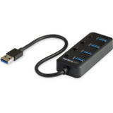 StarTech.com 4-Port USB 3.0 Hub - 4x USB-A Ports with Individual On/Off Switches - Bus-Powered USB Splitter - Portable USB 3.0 Port Expander