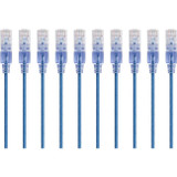 Monoprice 10-Pack, SlimRun Cat6A Ethernet Network Patch Cable, 10ft Blue