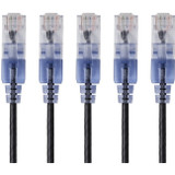 Monoprice 5-Pack, SlimRun Cat6A Ethernet Network Patch Cable, 7ft Black