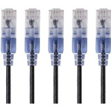 Monoprice 5-Pack, SlimRun Cat6A Ethernet Network Patch Cable, 5ft Black