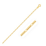 14k Yellow Gold Solid Figaro Chain 1.3mm