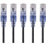 Monoprice 5-Pack, SlimRun Cat6A Ethernet Network Patch Cable, 1ft Black