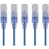 Monoprice 5-Pack, SlimRun Cat6A Ethernet Network Patch Cable, 1ft Blue
