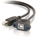 C2G 1ft Panel-Mount USB 2.0 B Female to B Male Cable