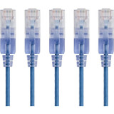 Monoprice 5-Pack, SlimRun Cat6A Ethernet Network Patch Cable, 7ft Blue